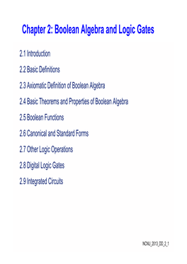 Chapter 2: Boolean Algebra and Logic Gates