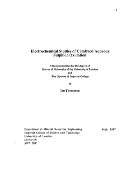 Electrochemical Studies of Catalysed Aqueous Sulphide Oxidation