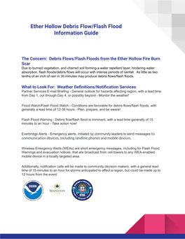 Ether Hollow Debris Flow/Flash Flood Information Guide