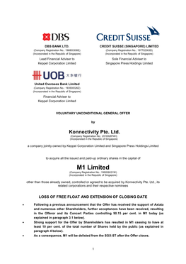 M1 Limited (Company Registration No.: 199206031W) (Incorporated in the Republic of Singapore)