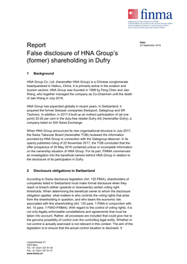 Report False Disclosure of HNA Group's