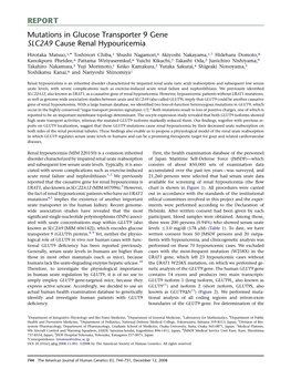 Mutations in Glucose Transporter 9 Gene SLC2A9 Cause Renal Hypouricemia