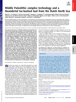 Middle Paleolithic Complex Technology and a Neandertal Tar-Backed Tool