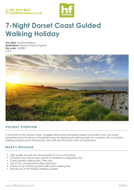 7-Night Dorset Coast Guided Walking Holiday