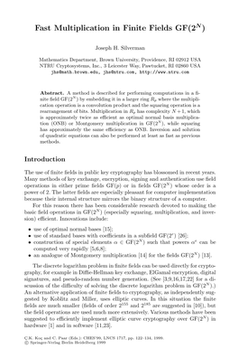 Fast Multiplication in Finite Fields GF(2N )