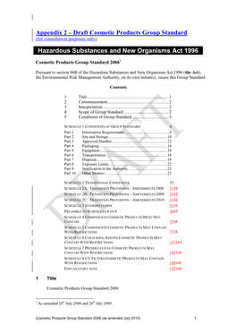 Draft Consolidated Cosmetic Products Group Standard 2006