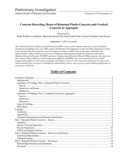 Reuse of Returned Plastic Concrete and Crushed Concrete As Aggregate