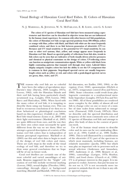 Visual Biology of Hawaiian Coral Reef Fishes. II. Colors of Hawaiian Coral Reef Fish