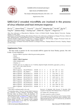 SARS-Cov-2 Encoded Micrornas Are Involved in the Process of Virus Infection and Host Immune Response
