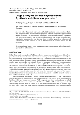 Large Polycyclic Aromatic Hydrocarbons: Synthesis and Discotic Organization*