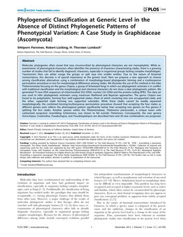 Phylogenetic Classification at Generic Level in the Absence of Distinct Phylogenetic Patterns of Phenotypical Variation: a Case Study in Graphidaceae (Ascomycota)