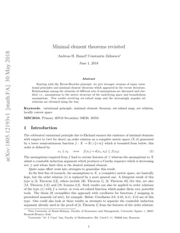 Minimal Element Theorems Revisited