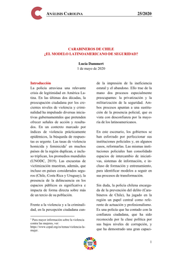 Carabineros De Chile ¿El Modelo Latinoamericano De Seguridad?