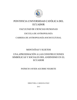 Pontificia Universidad Católica Del Ecuador Facultad De Ciencias Humanas