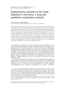 Explaining the Reception of the Code Napoleon in Germany: a Fuzzy-Set