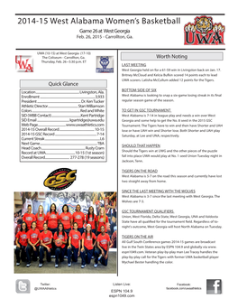 2014-15 West Alabama Women's Basketball