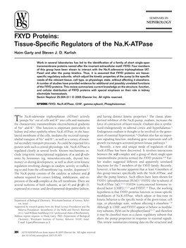 FXYD Proteins: Tissue-Specific Regulators of the Na,K-Atpase