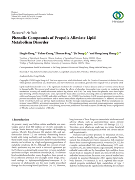 Phenolic Compounds of Propolis Alleviate Lipid Metabolism Disorder