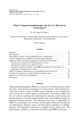 What Is Magnetoencephalography and Why It Is Relevant to Neurosurgery?