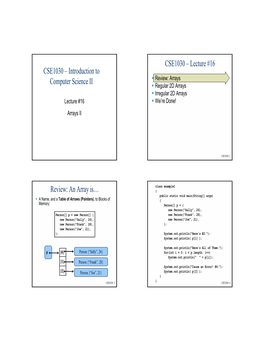 CSE1030 – Introduction to Computer Science II CSE1030 – Lecture