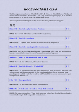 Hooe Football Club 1912
