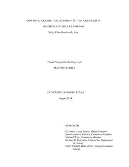 The AIDS Crisis in Houston and Dallas, Two Cities In