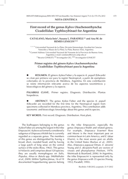 First Record of the Genus Kybos (Auchenorrhyncha: Cicadellidae: Typhlocybinae) for Argentina