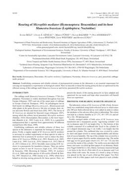 Rearing of Microplitis Mediator (Hymenoptera: Braconidae) and Its Host Mamestra Brassicae (Lepidoptera: Noctuidae)