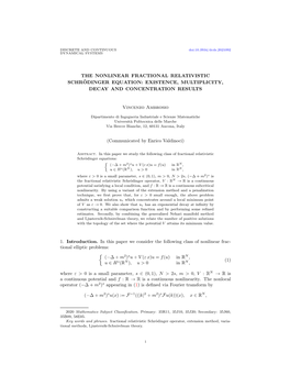 The Nonlinear Fractional Relativistic Schr¨Odinger