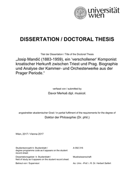 Dissertation / Doctoral Thesis