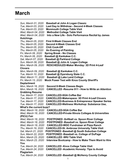 Sun, March 01, 2020 Baseball at John a Logan