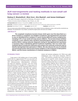 ALK-Rearrangements and Testing Methods in Non-Small Cell Lung Cancer: a Review