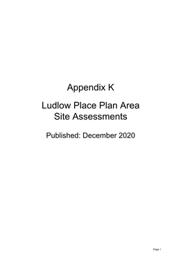 Appendix K Ludlow Place Plan Area Site Assessments