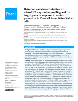 Detection and Characterization of Microrna Expression Profiling And