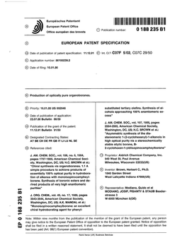 Production of Optically Pure Organoboranes