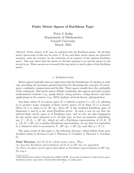 Finite Metric Space Is of Euclidean Type