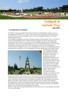 Gallipoli & Ancient Troy