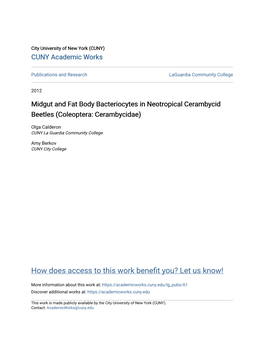 Midgut and Fat Body Bacteriocytes in Neotropical Cerambycid Beetles (Coleoptera: Cerambycidae)