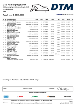DTM Nürburgring Sprint Nürburgring Sprintstrecke, Length 3629 M 18