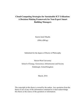 Cloud-Computing Strategies for Sustainable ICT Utilization: a Decision-Making Framework for Non-Expert Smart Building Managers