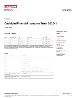 Onemain Financial Issuance Trust 2020-1