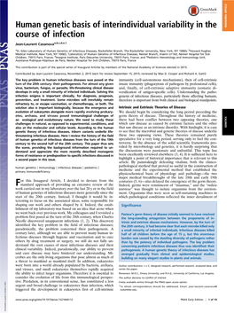 Human Genetic Basis of Interindividual Variability in the Course of Infection