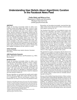 Understanding User Beliefs About Algorithmic Curation in the Facebook News Feed