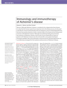 Immunology and Immunotherapy of Alzheimer's Disease