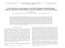 Life History Dynamics of the Limpet Patelloida Alticostata in Intertidal and Subtidal Environments