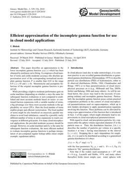 Efficient Approximation of the Incomplete Gamma Function for Use