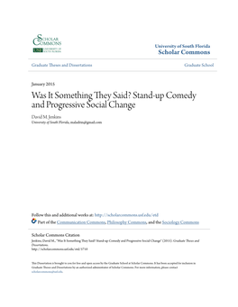 Stand-Up Comedy and Progressive Social Change David M