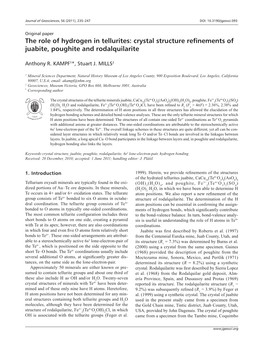 The Role of Hydrogen in Tellurites: Crystal Structure Refinements of Juabite, Poughite and Rodalquilarite