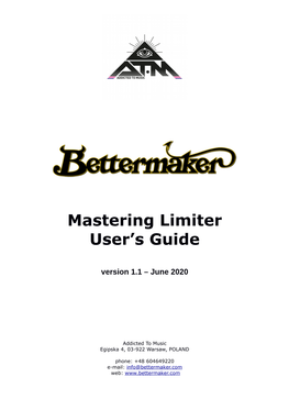 Mastering Limiter User's Guide