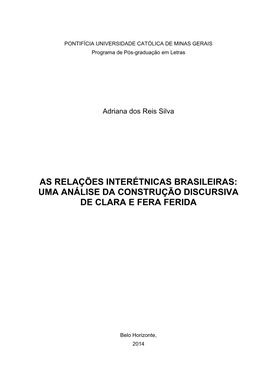 Uma Análise Da Construção Discursiva De Clara E Fera Ferida